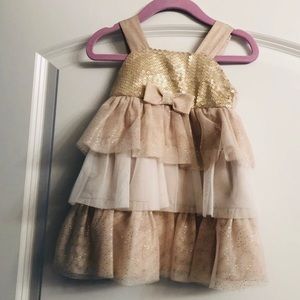 Toddler girls gold tiered dress